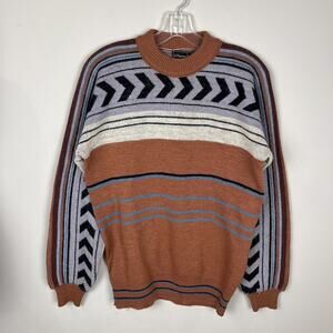 Vintage Men's JCPenney Medium Crew‎ Neck Sweater Aztec 70s Coogi style